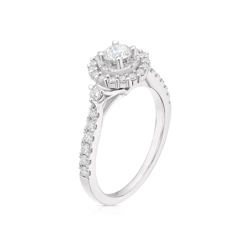 Vera Wang 18ct White Gold 0.77ct Total Diamond Round Double Halo Ring