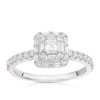 Thumbnail Image 0 of Vera Wang 18ct White Gold 0.58ct Total Diamond Emerald Cut Halo Ring