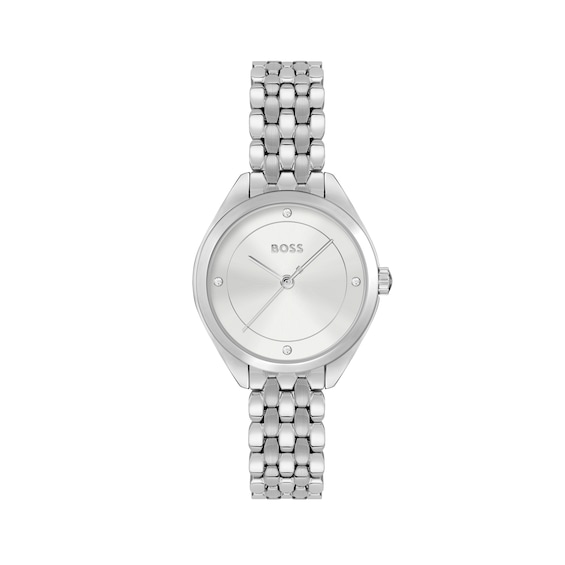 Women's Boss Mae Silver Dial & Stainless Steel Link Bracelet Watch
