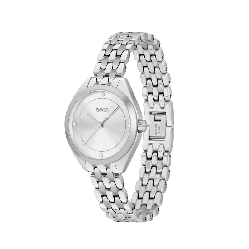 BOSS Mae Ladies' Silver Dial & Stainless Steel Link Bracelet Watch