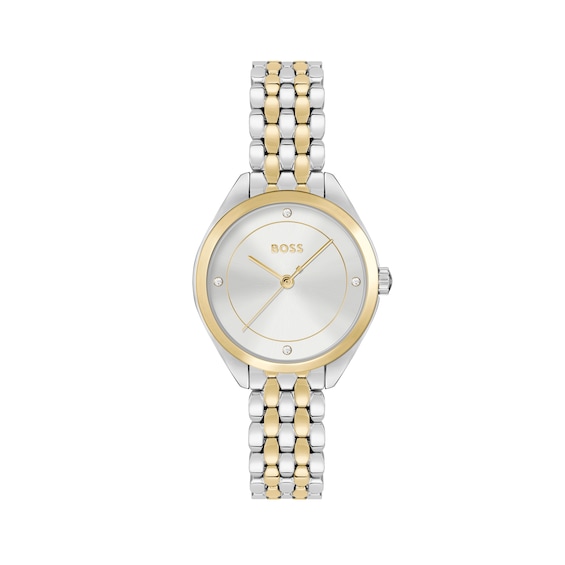 Women's Boss Mae Silver Dial & Two Tone Link Bracelet Watch