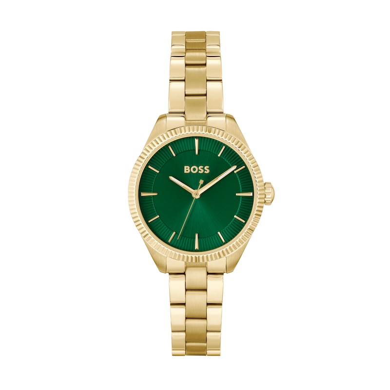 Ladies BOSS SAGE Light Yellow Gold IP Bracelet Watch | Ernest Jones