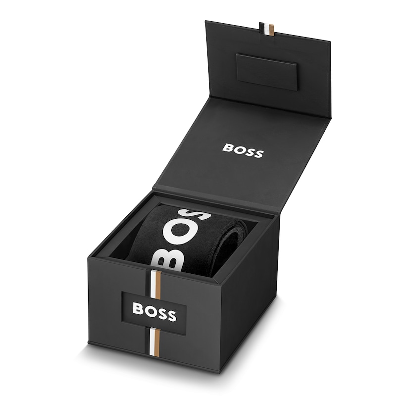 BOSS Candor Men's Black Dial & Leather Strap Watch