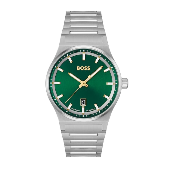 Men's Boss Candor Green Dial & Stainless Steel Bracelet Watch