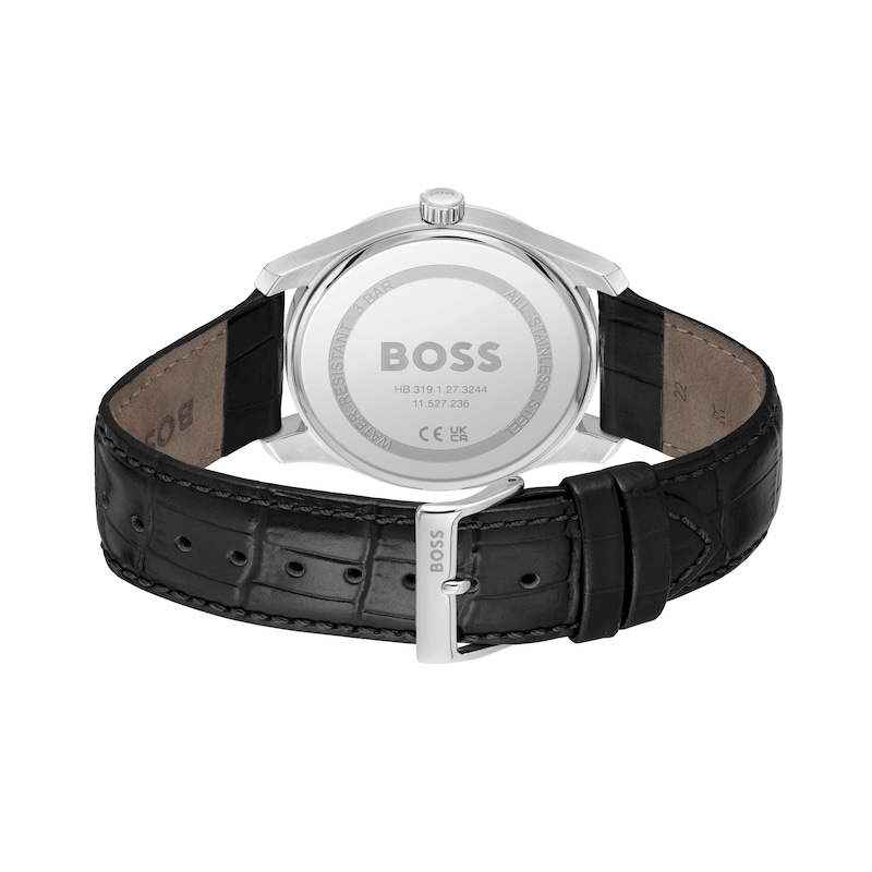 BOSS Principle Men's Black Leather Strap Watch
