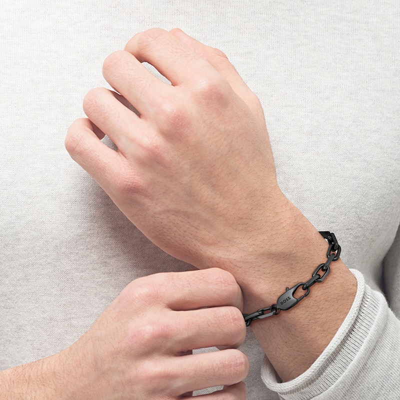 BOSS Kane Black IP Stainless Steel Chain Bracelet