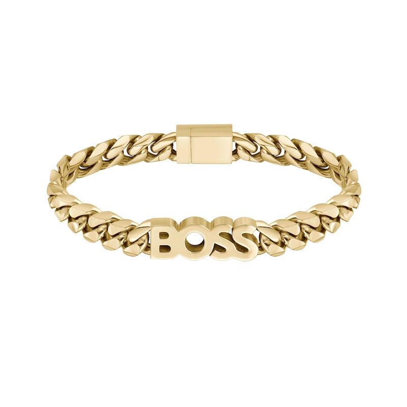 BOSS Kassy Men's Gold Plated Stainless Steel Chain Bracelet | Ernest Jones