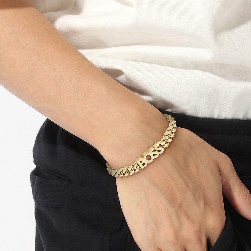 BOSS Kassy Men's Gold Plated Stainless Steel Chain Bracelet