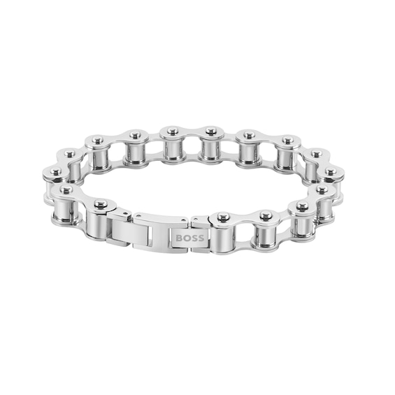 BOSS Men’s Polished Stainless Steel Cycle Chain Bracelet