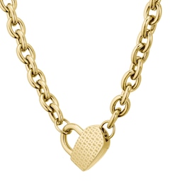 BOSS Dinya Yellow Gold IP Chain Padlock Heart Necklace