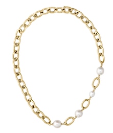 BOSS Leah Ladies' Gold Tone & Pearl Chain Necklace