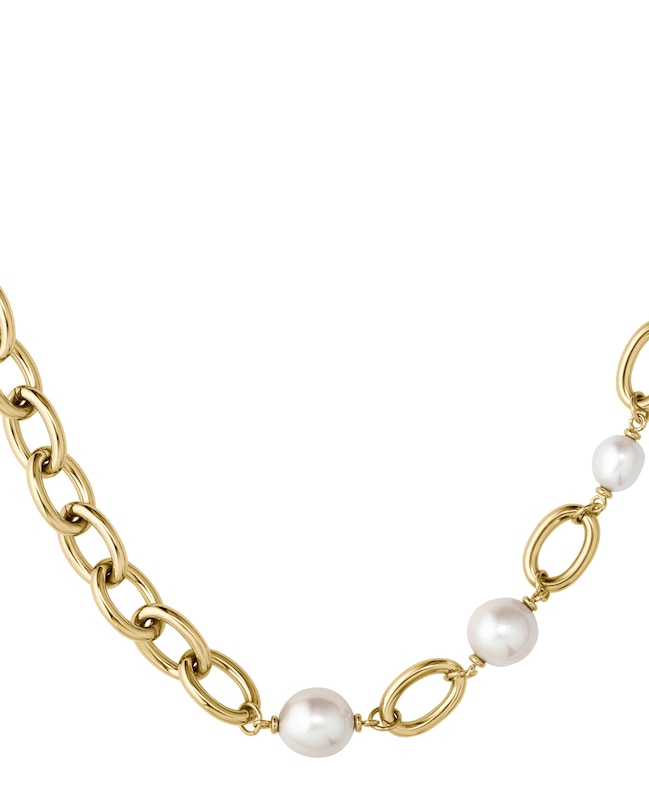 BOSS Leah Ladies' Gold-Tone & Pearl Chain Necklace