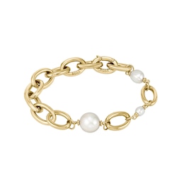 BOSS Leah Ladies' Gold-Tone & Pearl Chain Bracelet