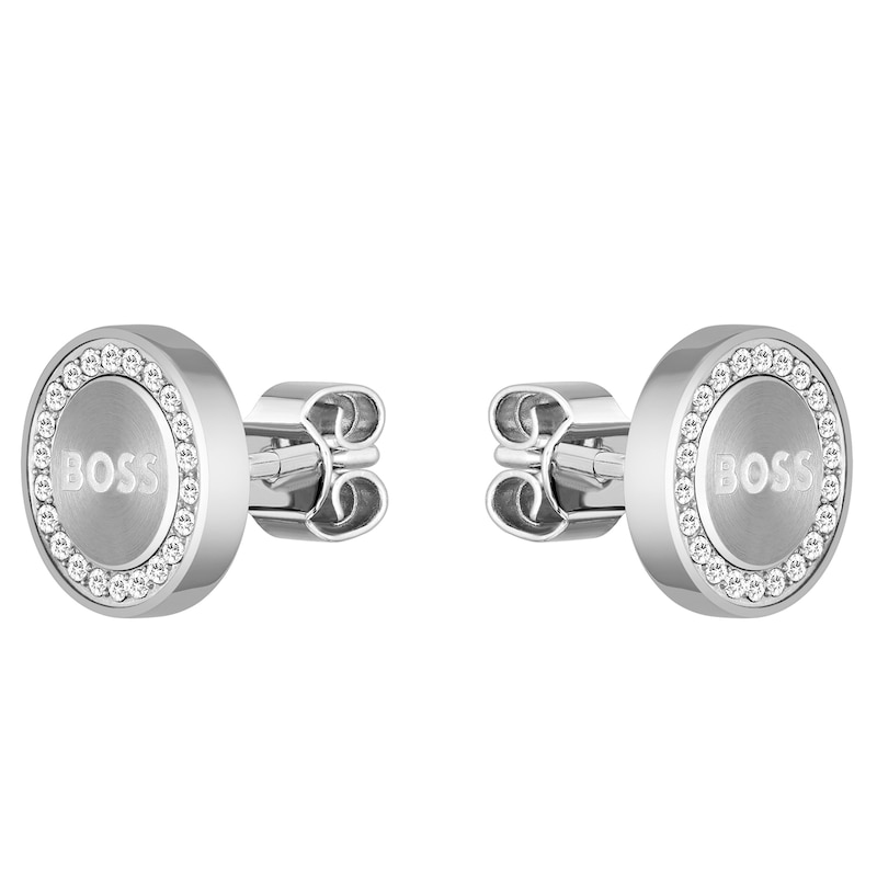 BOSS Iona Stainless Steel Crystal Stud Earrings