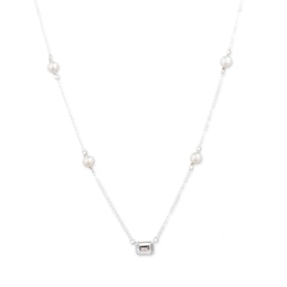 Lauren Ralph Lauren Sterling Silver Cubic Zirconia & Pearl Pendant Necklace