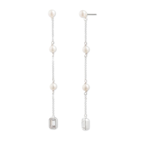 Lauren Ralph Lauren Sterling Silver Cubic Zirconia and Pearl Drop Stud Earrings
