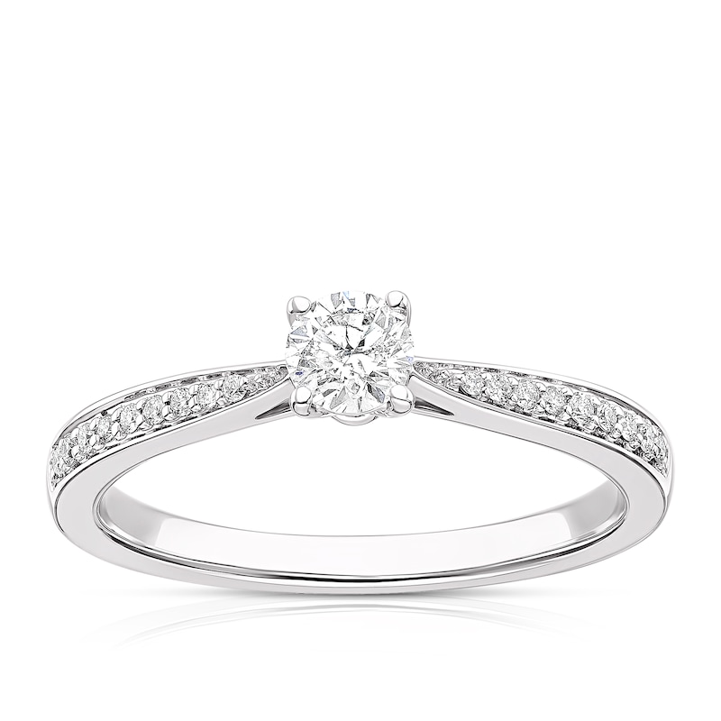 Main Image 1 of Engagement Ring 9ct White Gold 0.33ct Diamond Solitaire Claw Set Ring
