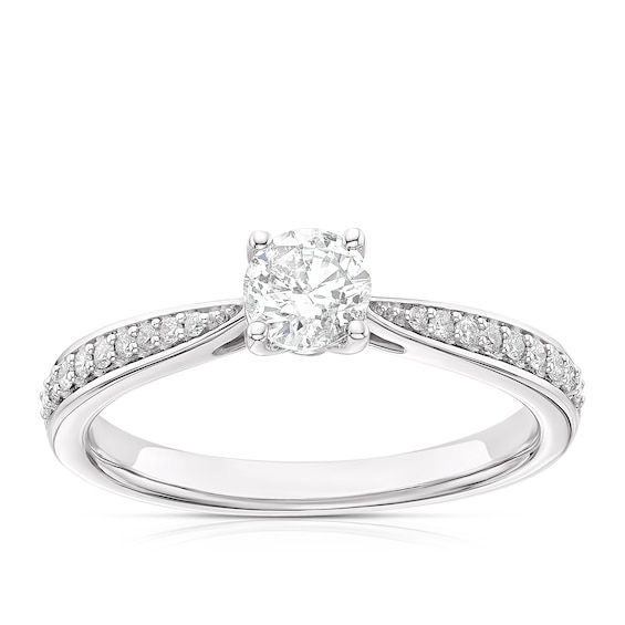9ct White Gold 0.50ct Diamond Claw Set Solitaire Ring