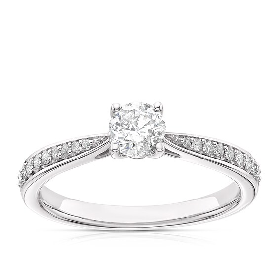 9ct White Gold 0.50ct Diamond Claw Set Solitaire Ring