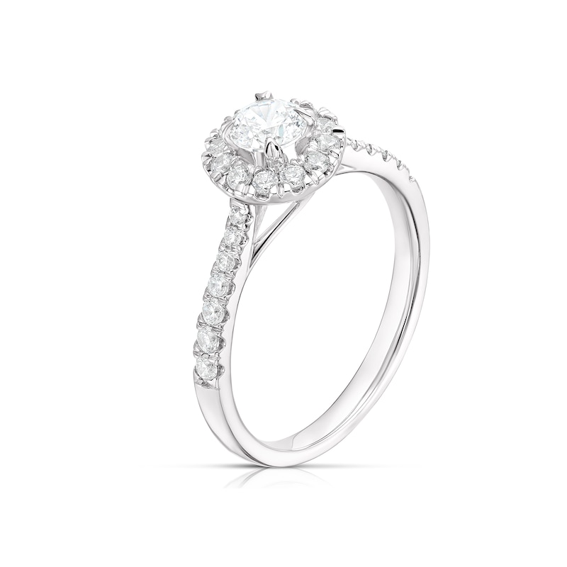 Main Image 2 of Engagement Ring 18ct White Gold & Platinum 0.75ct Diamond Round Halo Solitaire Ring