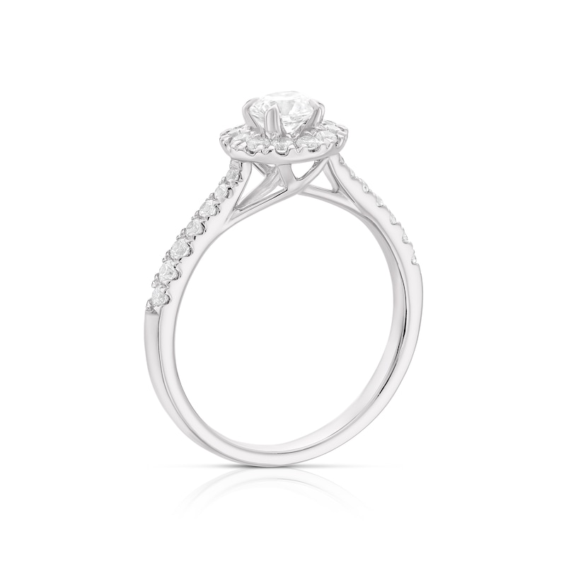 Main Image 3 of Engagement Ring 18ct White Gold & Platinum 0.75ct Diamond Round Halo Solitaire Ring
