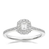 Thumbnail Image 0 of Platinum 0.50ct Diamond Emerald Cut Halo Cluster Ring