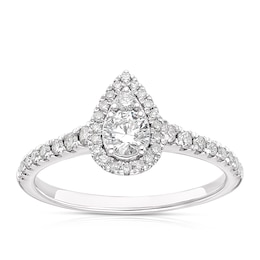9ct White Gold 0.50ct Diamond Pear Shape Halo Cluster Ring