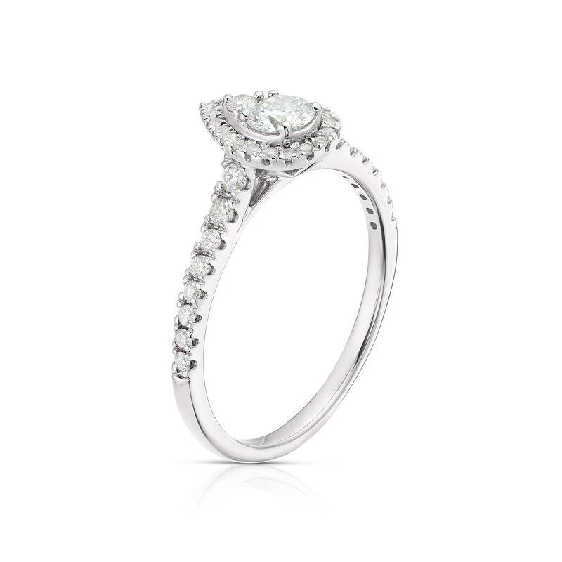 Main Image 2 of 9ct White Gold 0.50ct Diamond Pear Shape Halo Cluster Ring