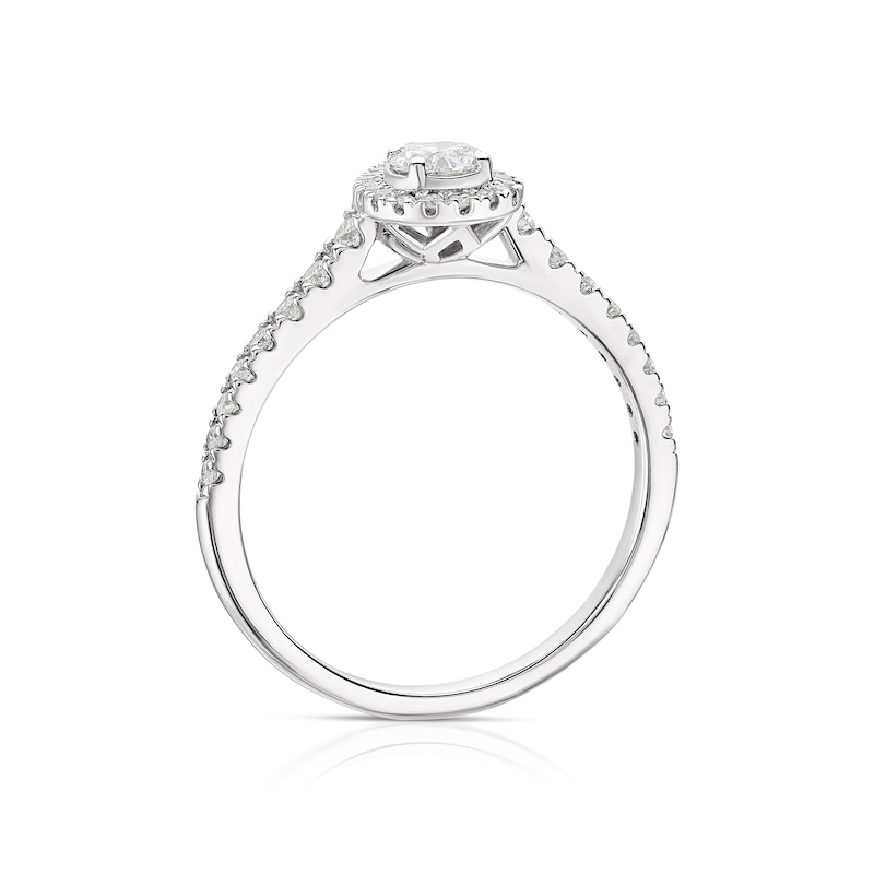Main Image 3 of 9ct White Gold 0.50ct Diamond Pear Shape Halo Cluster Ring