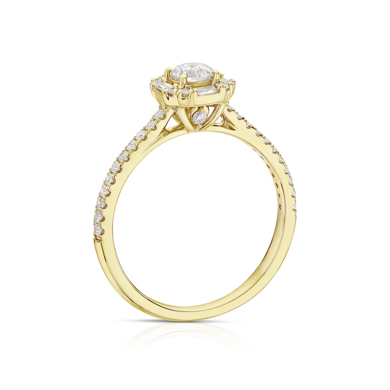 18ct Yellow Gold 0.50ct Diamond Cushion Shape Halo Ring