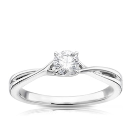 9ct White Gold 0.33ct Diamond Solitaire Claw Set Ring