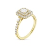 Thumbnail Image 1 of 18ct Yellow Gold 1ct Diamond Emerald Round & Baguette Cut Double Halo Ring