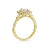 Thumbnail Image 2 of 18ct Yellow Gold 1ct Diamond Emerald Round & Baguette Cut Double Halo Ring