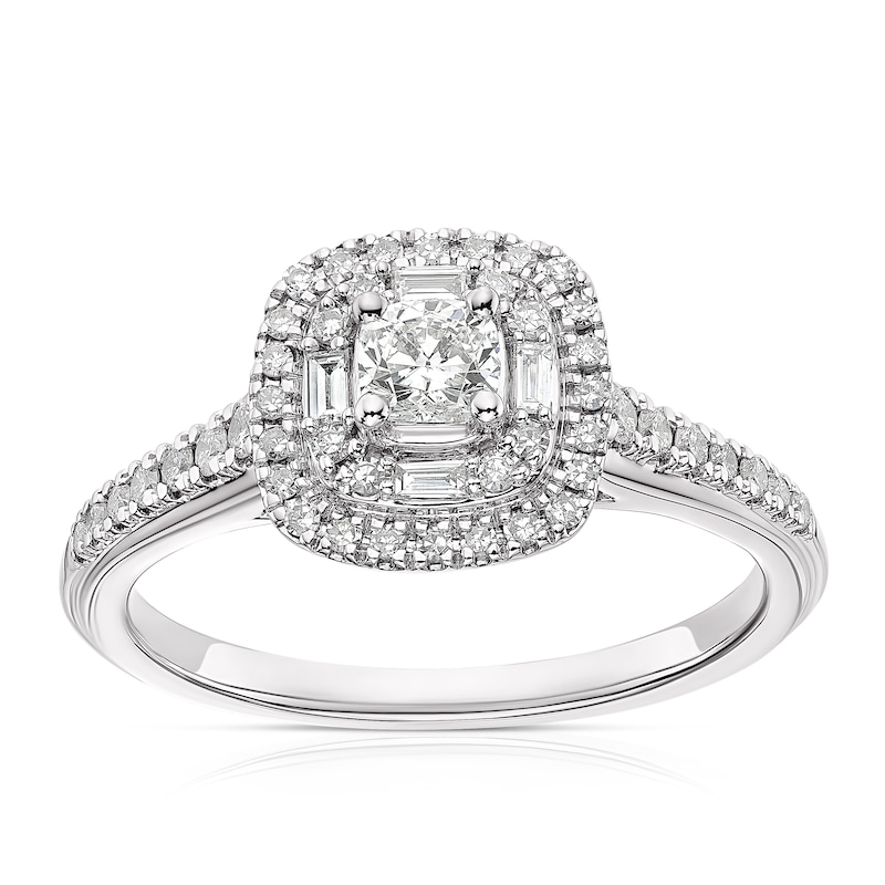 Platinum 0.50ct Diamond Cushion Cut Cluster Ring