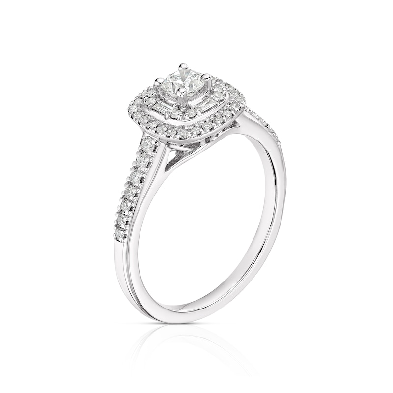 Platinum 0.50ct Diamond Cushion Cut Cluster Ring