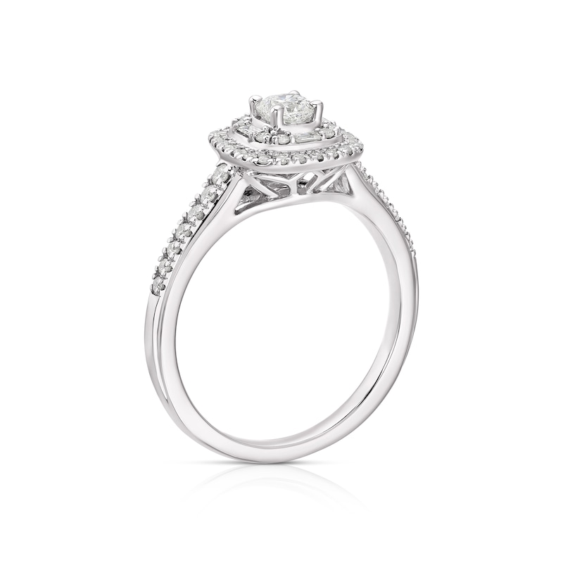 Platinum 0.50ct Diamond Cushion Cut Cluster Ring