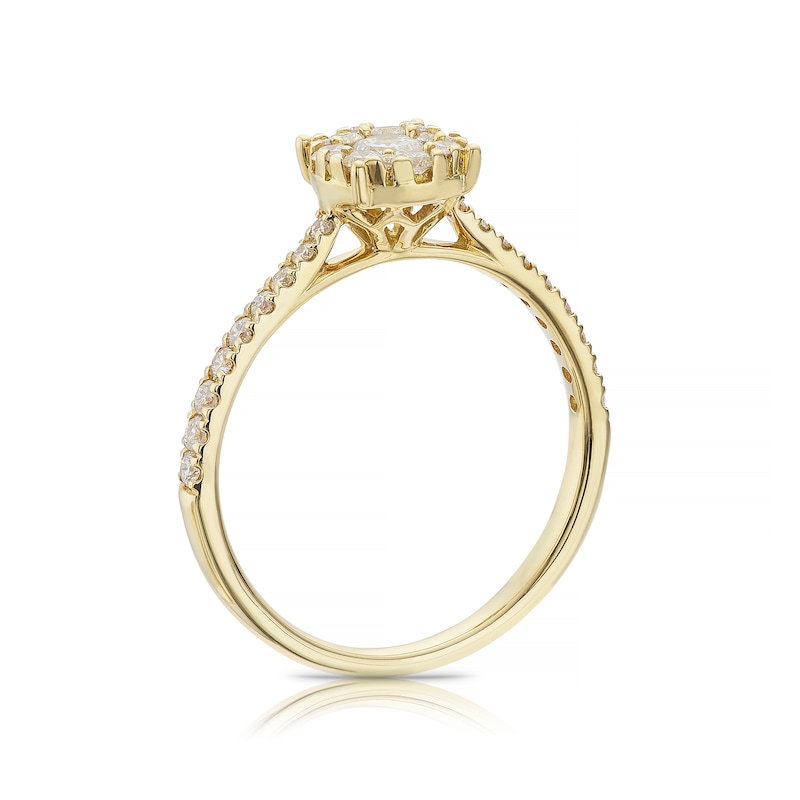 18ct Yellow Gold 0.50ct Diamond Round Halo Cluster Ring