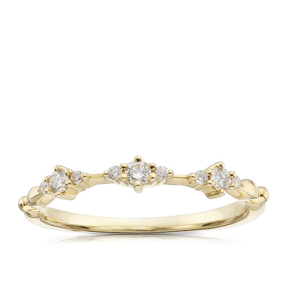 9ct Yellow Gold Claw Set Trio Eternity 0.14ct Diamond Ring