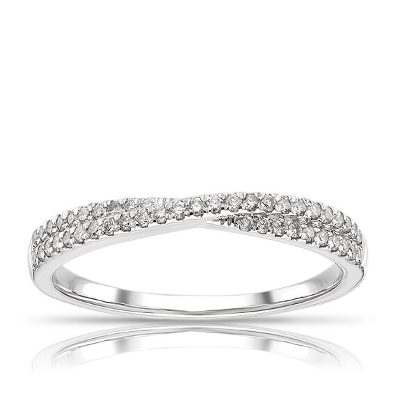 Platinum 0.20ct Diamond Micro Pave Crossover Eternity Ring