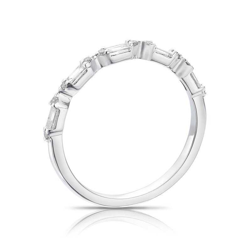 Platinum 0.25ct Diamond Round & Baguette Cut Half Eternity Ring