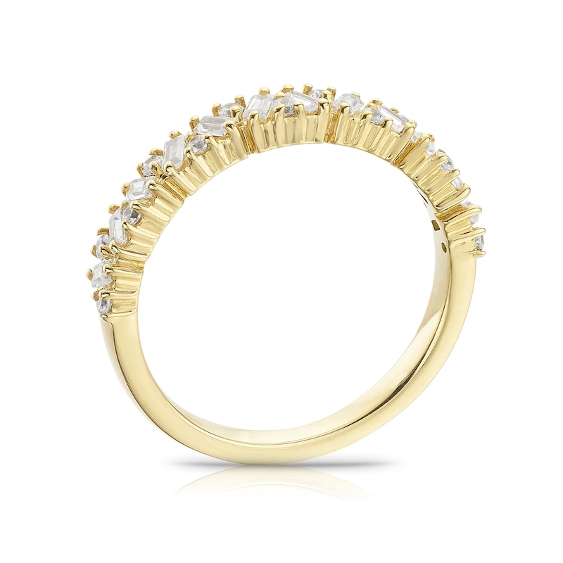 18ct Yellow Gold 0.40ct Diamond Round & Baguette Cut Half Eternity Ring