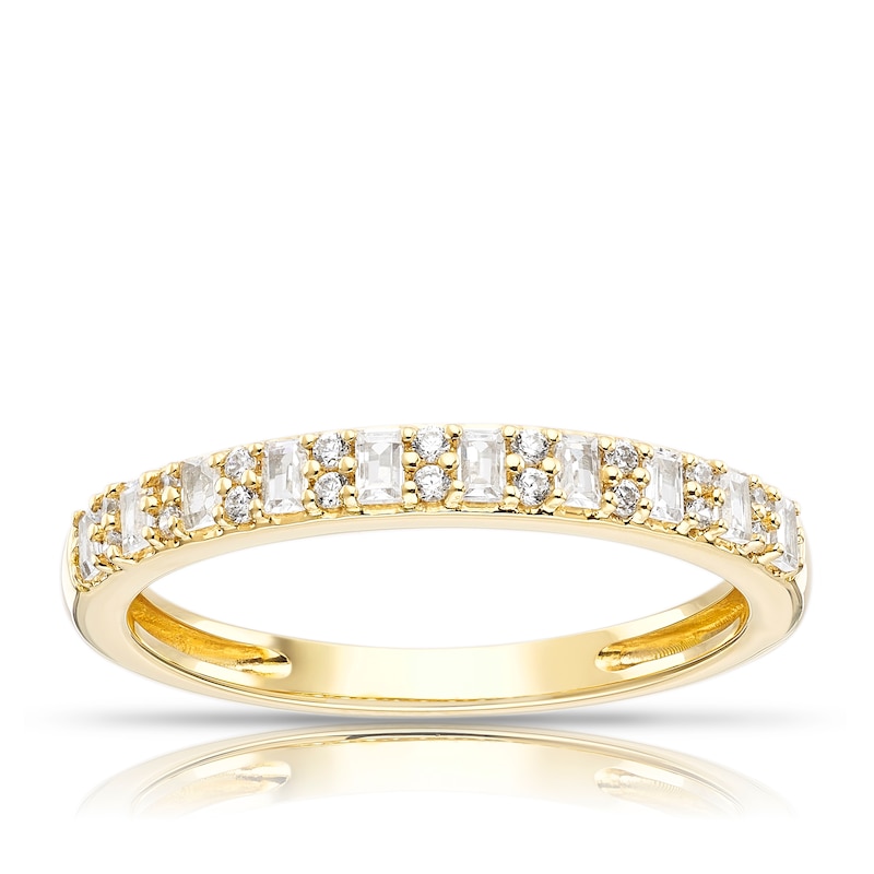 18ct Yellow Gold 0.25ct Diamond Round & Baguette Cut Half Eternity Ring