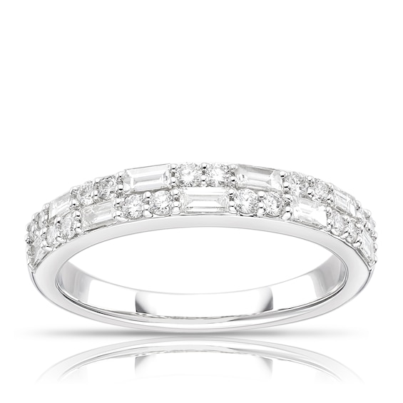 Platinum Round and Baguette Cut Twin Row Eternity 0.50ct Dia