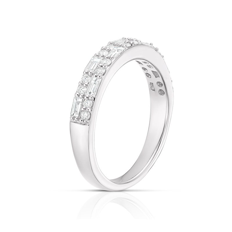 Main Image 2 of Platinum 0.50ct Diamond Round & Baguette Cut Twin Row Eternity Ring