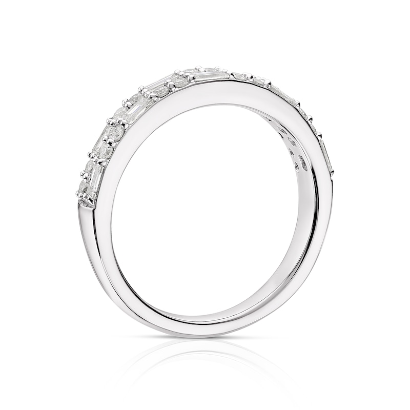 Main Image 3 of Platinum 0.50ct Diamond Round & Baguette Cut Twin Row Eternity Ring