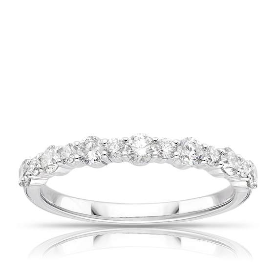 Platinum 0.50ct Diamond Round Cut Half Eternity Ring