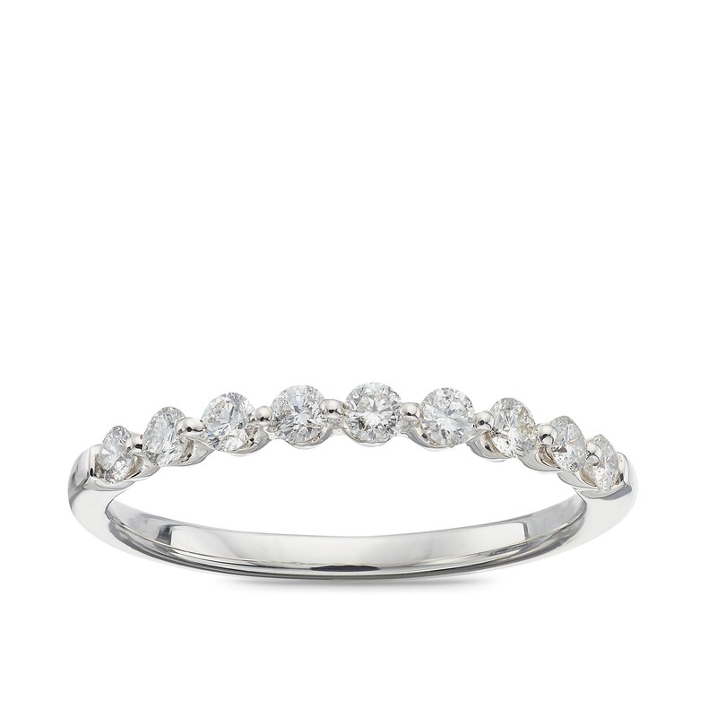 Main Image 1 of 9ct White Gold 0.33ct Diamond Claw Set Half Eternity Ring