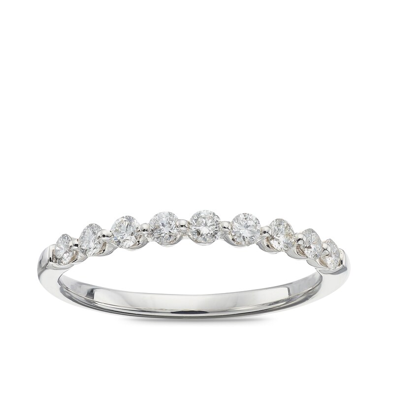 9ct White Gold 0.33ct Diamond Claw Set Half Eternity Ring