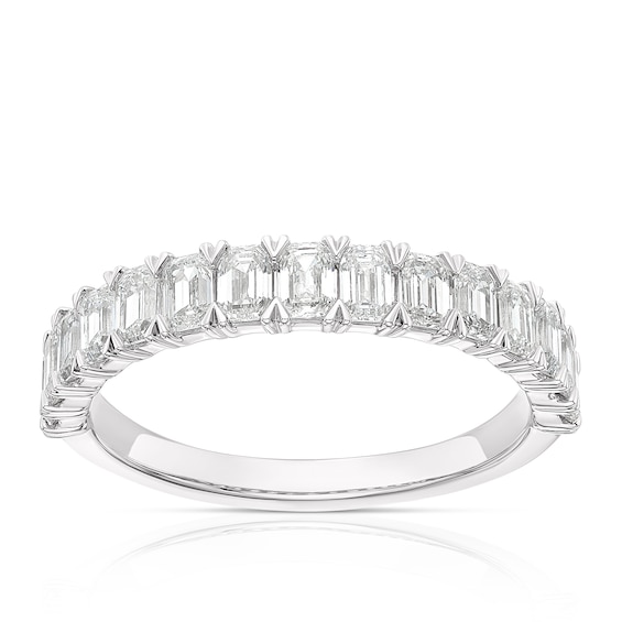 Platinum 1.33ct Diamond Emerald Cut Half Eternity Ring
