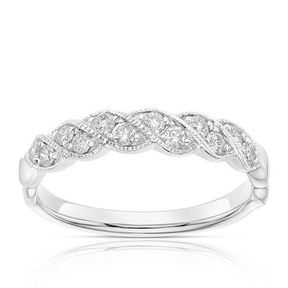 9ct White Gold 0.26ct Diamond Twist Eternity Ring